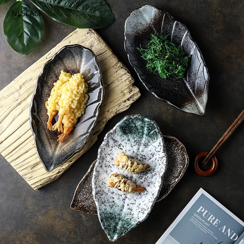 

Japanese cuisine restaurant commercial tableware creative leaf art plate irregular snack plate kitchen supplies salad plate