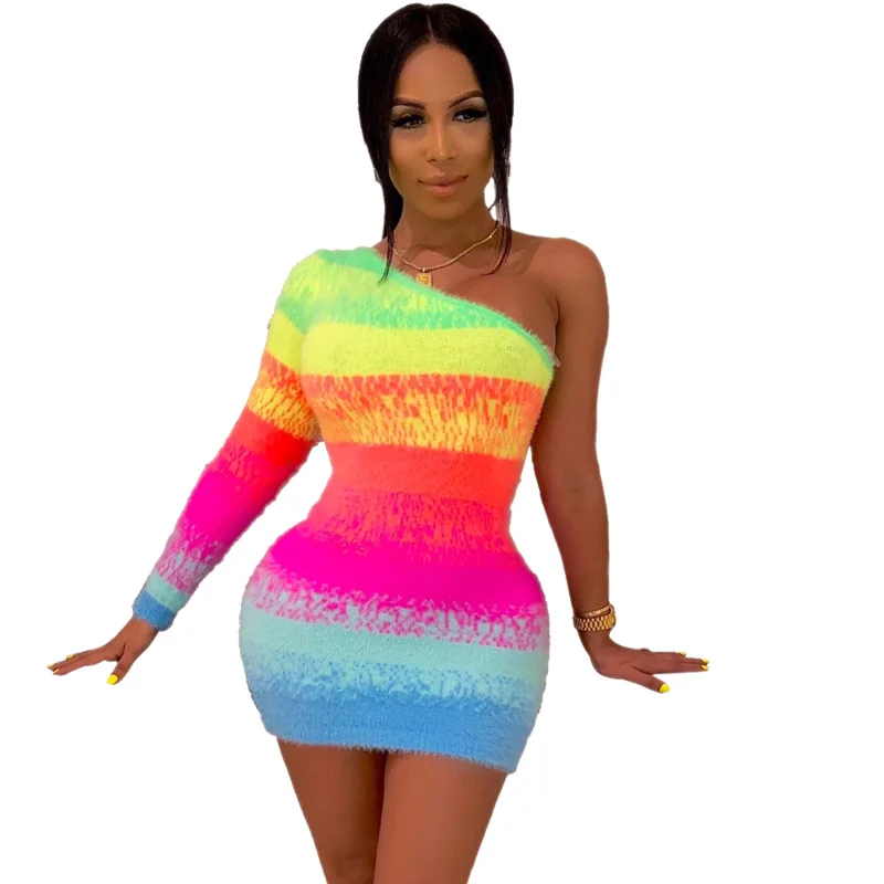 С длинным рукавом пикантные Вечерние Платье женское облегающее платье на одно