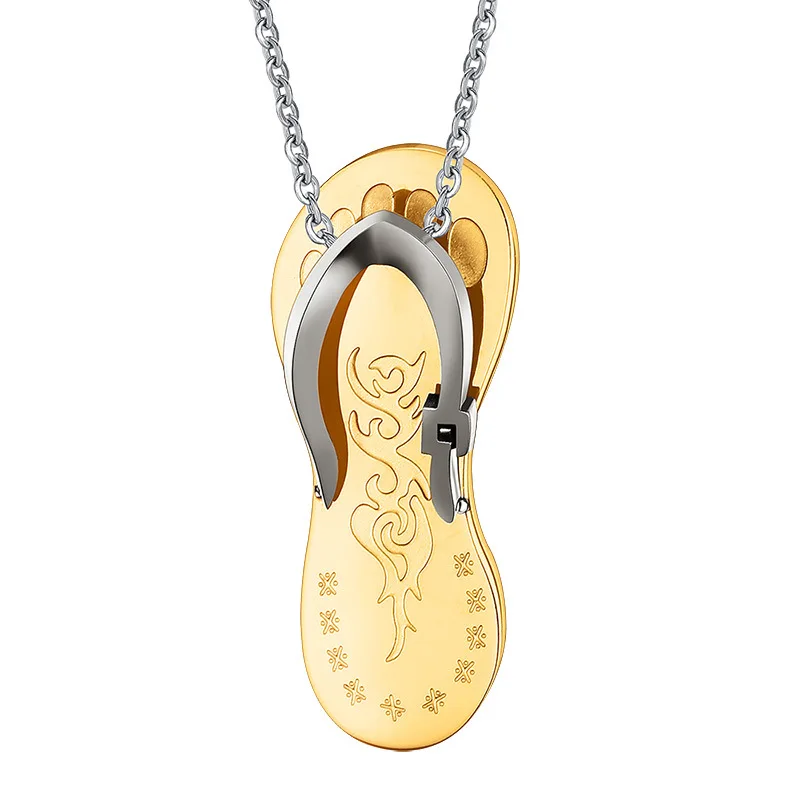 

Wholesale New Stainless steel pendant chain Set Necklace pendant Jewelry slipper gold color pendant fashion style jewel set