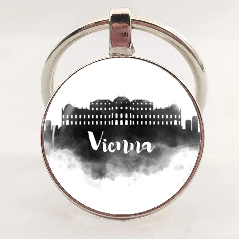 Хит продаж модное Город Силуэт узор Dallas Барселона стекла подвеска цепочка для
