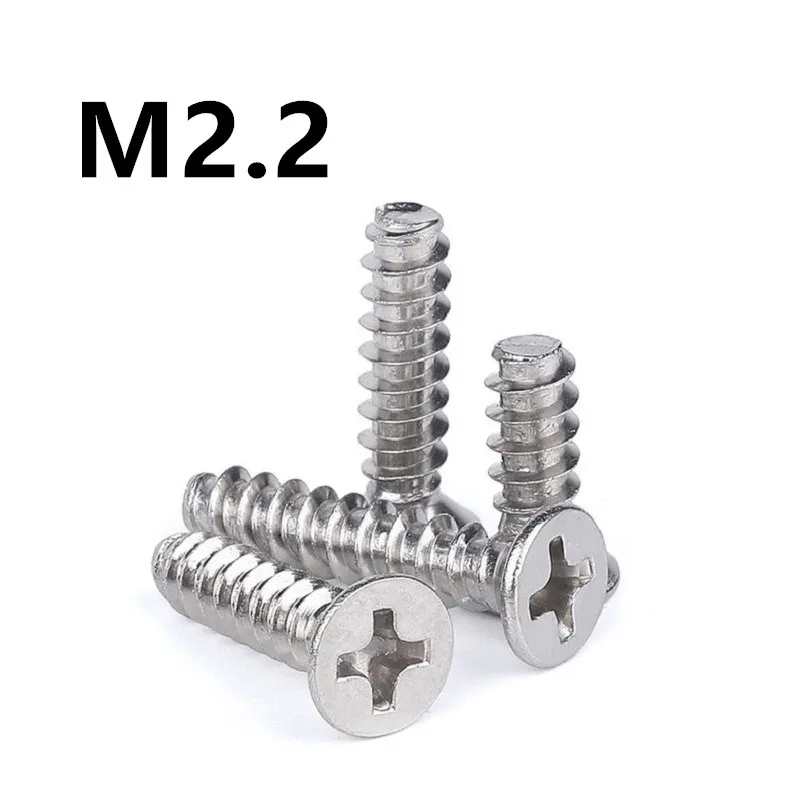 

500 шт./лот M2.2x5/6/8/10/12 мм KB 304 саморез из нержавеющей стали с потайной головкой и плоским хвостом