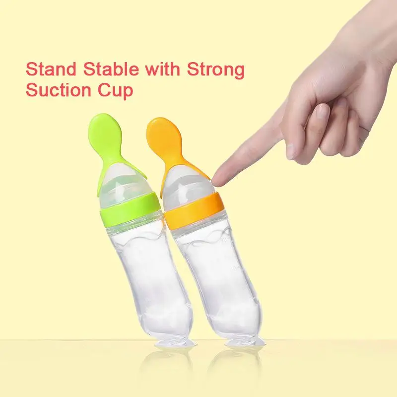 

90ml Baby Feeding Spoon Safety Silicone Training Bottle Infant Cereal Food feed baby gadgets spoons