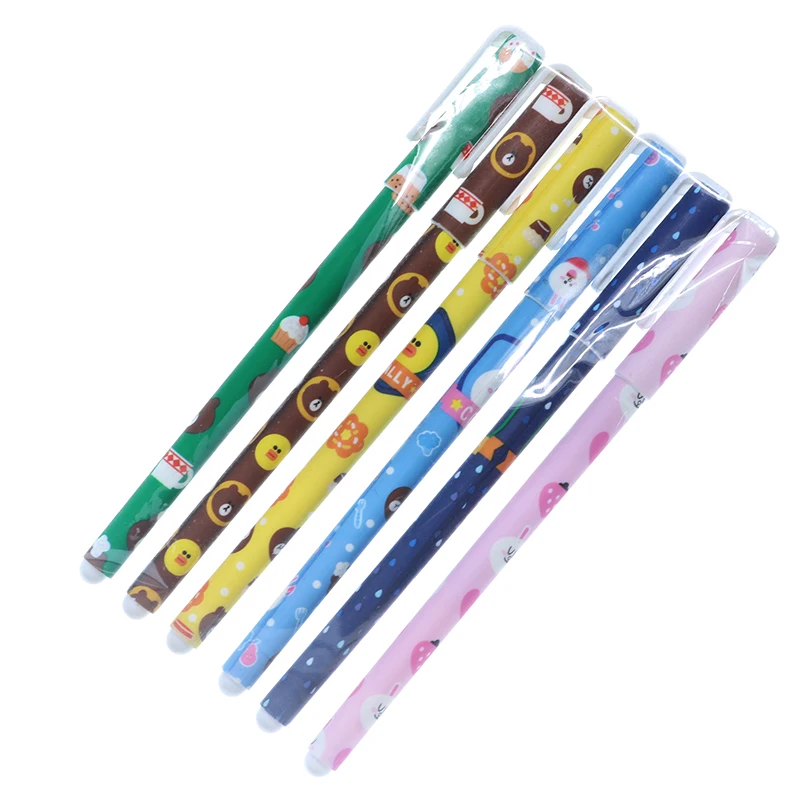 

6 pcs / Lot Multi-style Colorful Starry Sky Gel Pen Star Pattern Cute Kitty Hero Flower Roller Ball Point Pens Stationery Caneta