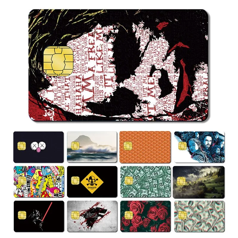  PVC 5 Years No Fade High Quality Cartoon Joker Dollar Flower Credit Debit Card Sticker Film Skin
