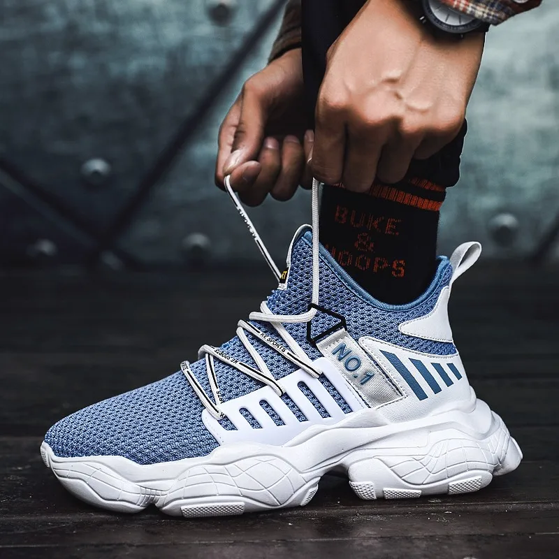 

Platform Clunky Sneakers Men Retro Outdoor Men's Sport Shoes Breathable Air Knitting Height Increasing GYM Vulcanize Shoes