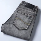 Джинсы мужские классические эластичные, тонкие эластичные джинсы стрейч, Повседневные Классические, весна-лето 2021