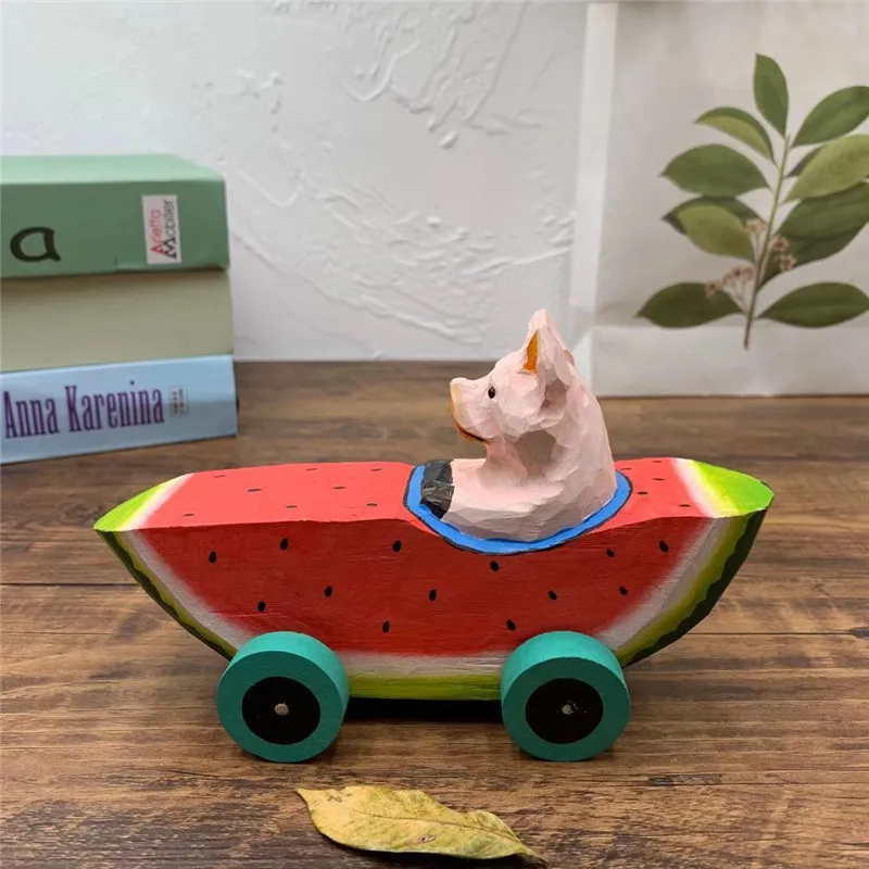 Simulation Model Wooden Children's Educational Toy Trolley Cute Animal Car Children's Room Desktop Decoration Birthday Gift