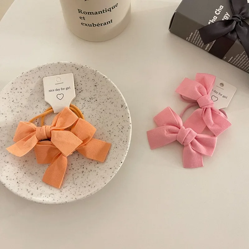 2 шт. милые корейские однотонные аксессуары для волос с бантом |