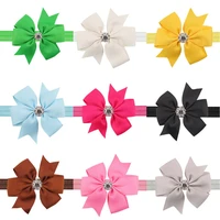 cute kids solid color crystal bowknots hairbands headbands baby girls bows headwear party decor hair accessories