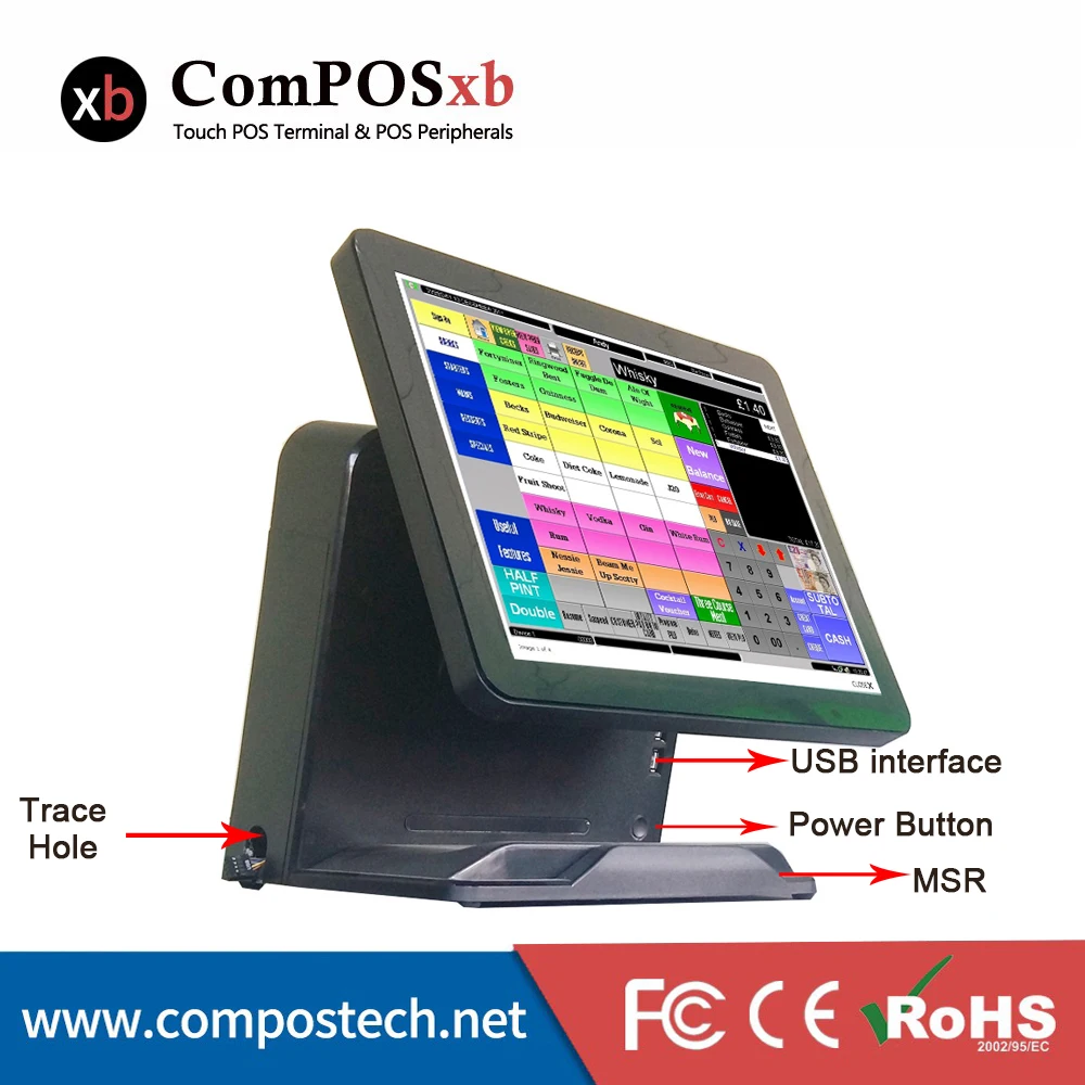 

Clear payment POS system cash register 15 inch capacitive touch screen POS terminal for Shopping mall