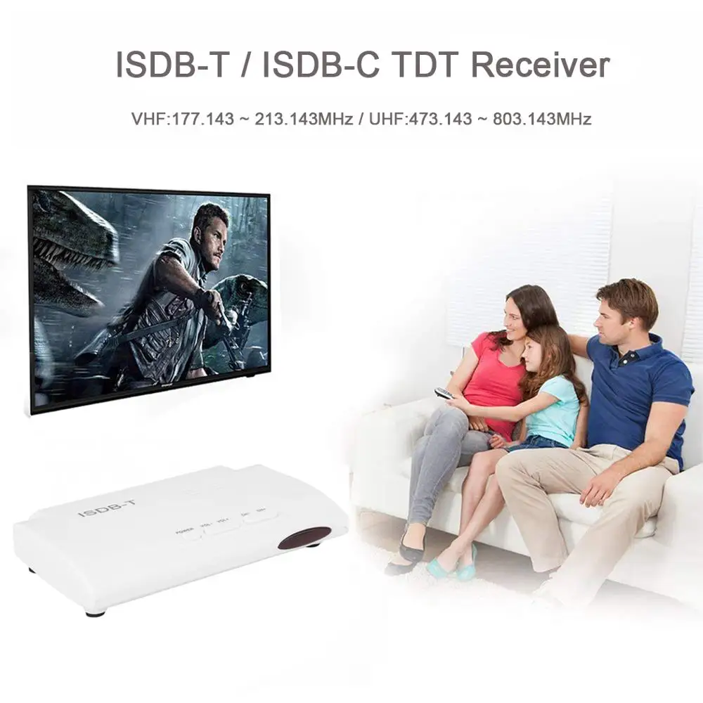 FTA ISDB-T TV Tuner Receiver Digital Terrestrial Set Top Box Full HD 1080P USB Recorder EPG HDMI Out VHF UHF Brazil Peru Antenna