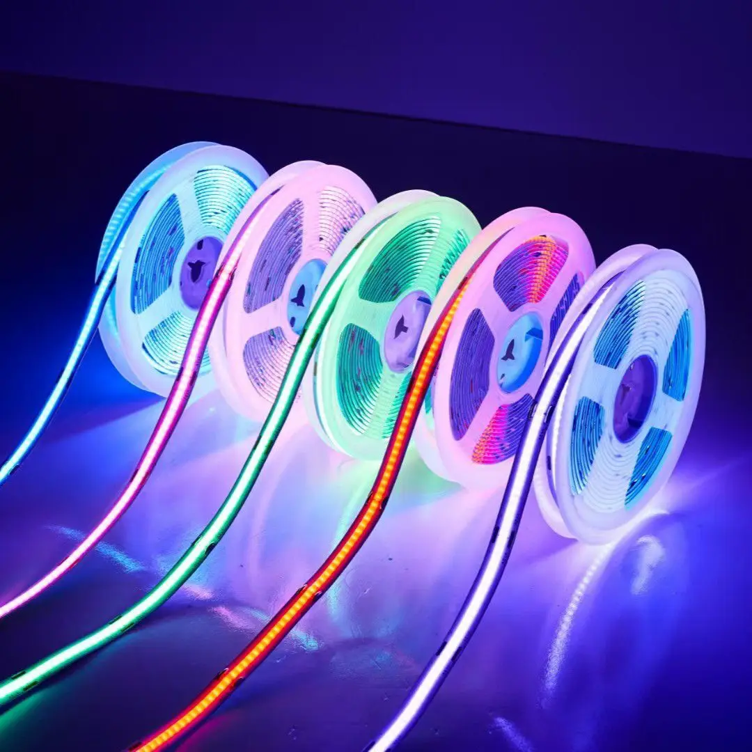 

Super Bright RGB COB LED Strip 630LEDs/m DC12V 24V High Density RA90 RGB LED Lights 5m Led String Lights Flexible COB Light