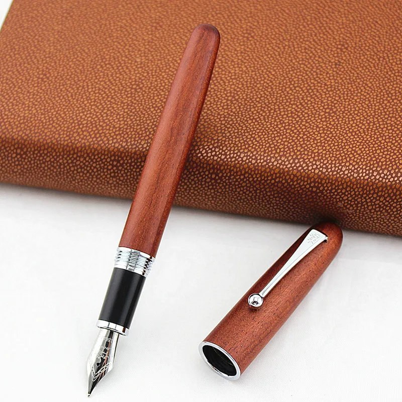 

High Quality Jinhao Fountain Pen Medium Nib Retro Wooden Pen for Writing Financial Stationery Gift