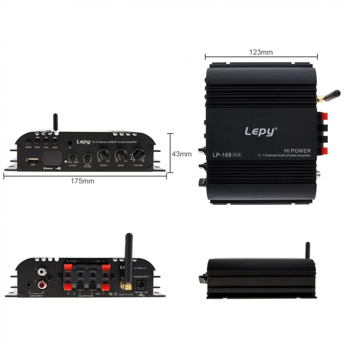 LP 168S Hi Fi стерео USB Bluetooth Автомобильный аудиоусилитель с поддержкой EDR 2 1