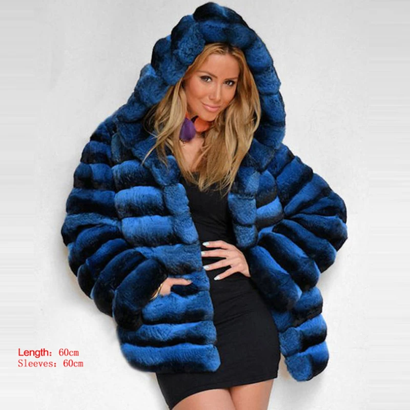 TOPFUR New Natural Real Rex Rabbit Fur Coat Women Winter Luxury Long Jacket 2021 Thick Warm Fashion Chinchilla Fur Coats Female