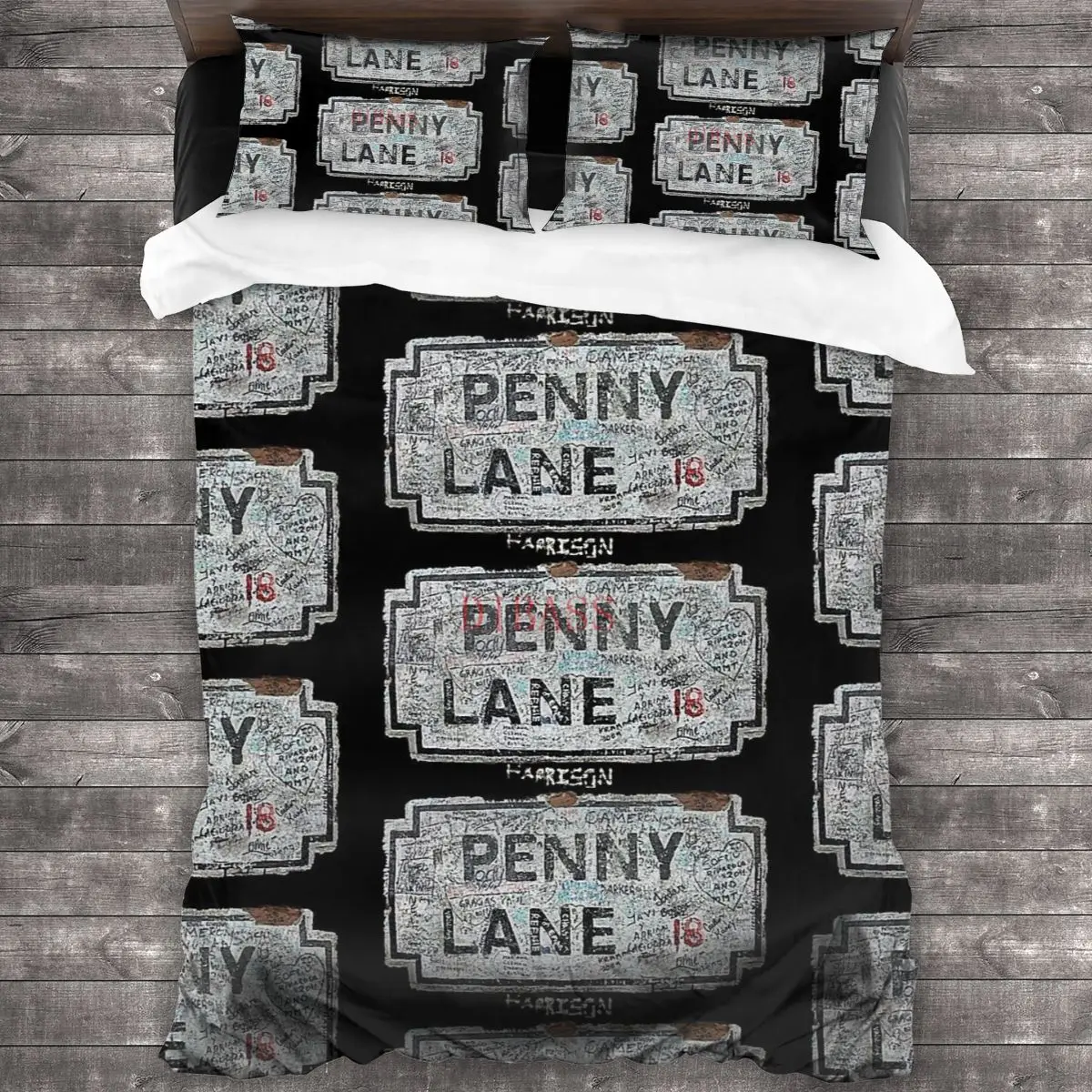 

Уличный Знак Пенни Лейн-внимательно смотрите! Комплект постельного белья из 100% чистого хлопка с 2 наволочками, комплект пододеяльника, комп...