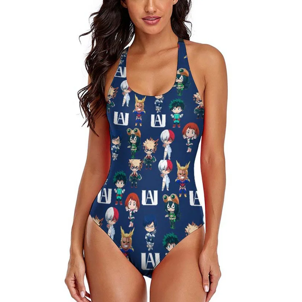 

Женские Купальники My Hero моя геройская академия, халтер, цельные аниме косплей, MHA Bakugou, утягивающие пляжные купальные костюмы для похудения с...