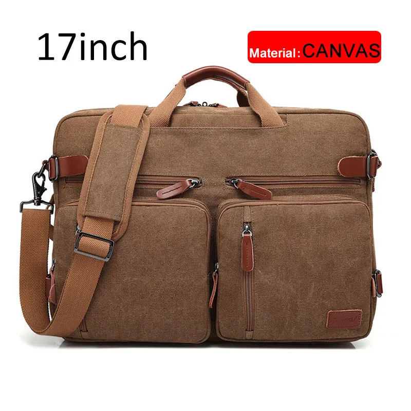 Brown canvas 17 inch 17 дюймов трансформируемый портфель, мужская деловая сумка, сумка-мессенджер, повседневная сумка для ноутбука, многофункциональные дорожные сумки для мужчин, большие XA161ZC - Цвет: Brown canvas 17 inch