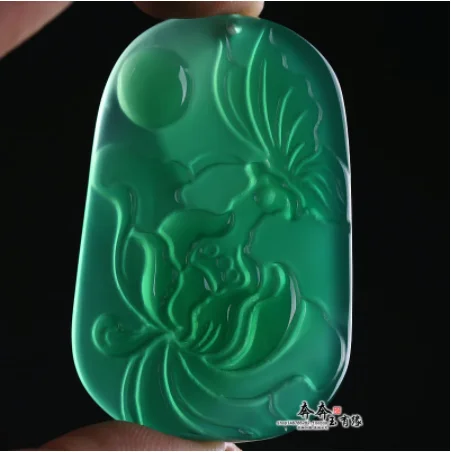100% Real agate green jade pendant hand carved penoy jadeite jade pendants jade necklace Attached rope fine jade jewelry