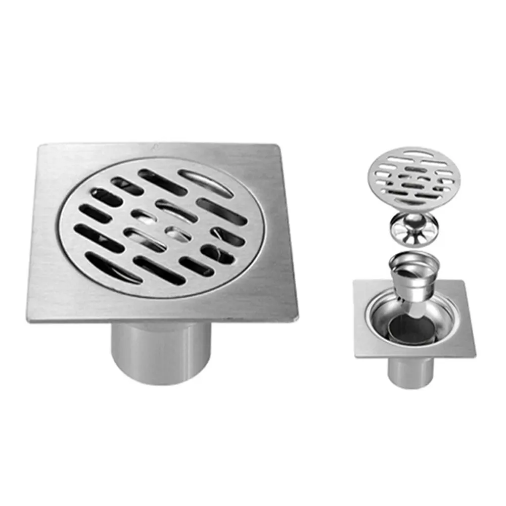 

10cm Cover Anti-odor Accessories Stainless Steel Waste Bathroom Shower Durable Floor Drain Square Hotel Home Water Kitchen