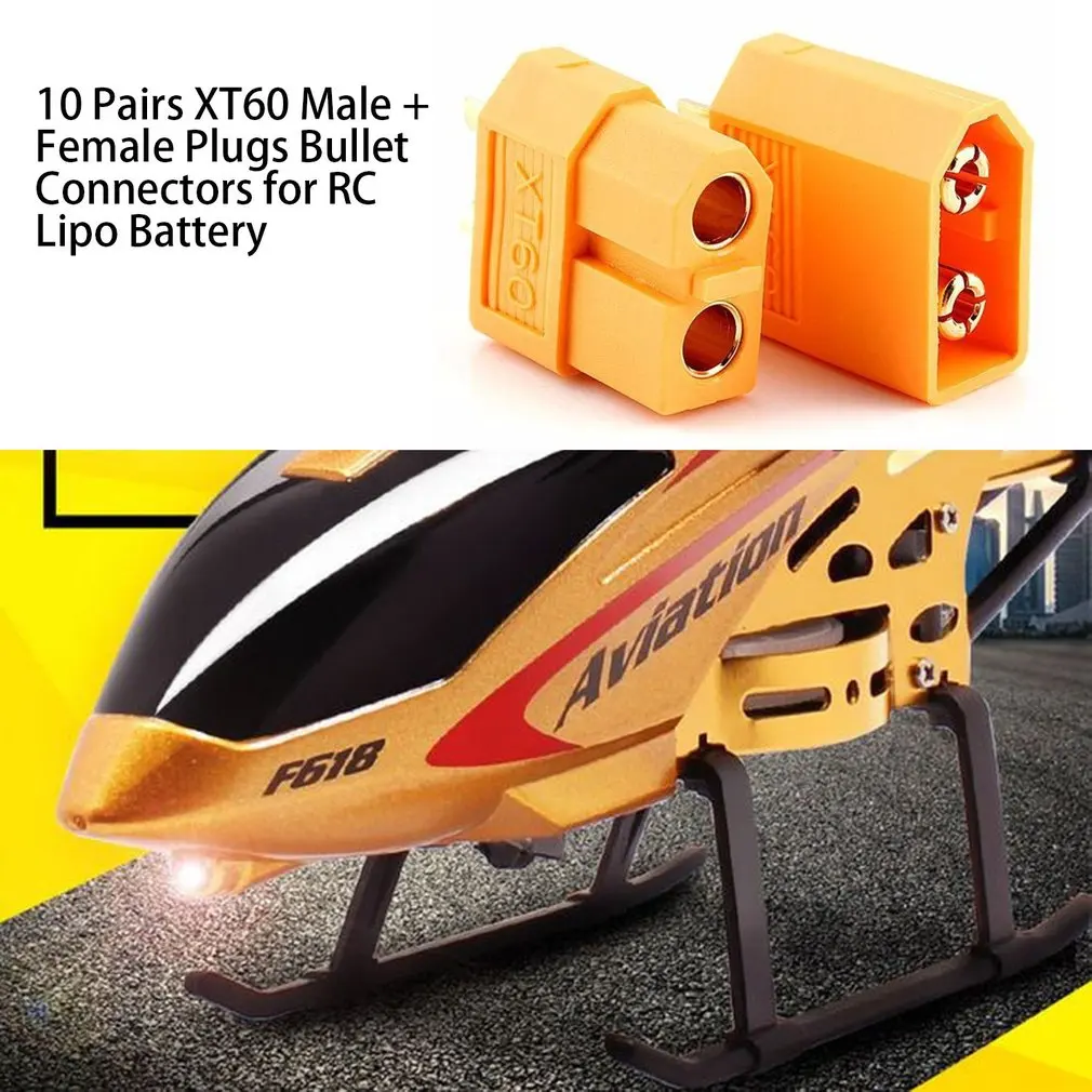 10 пар XT60 штекерные и гнездовые пулевые разъемы для RC Lipo батареи двигателя Drone