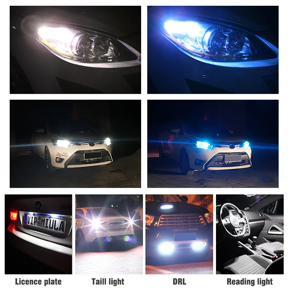 

T10 W5W WY5W 168 501 2825 COB LED Car Bulb Glass Housing Wedge License Plate Lamp Side Door Light Interior Auto White 12V