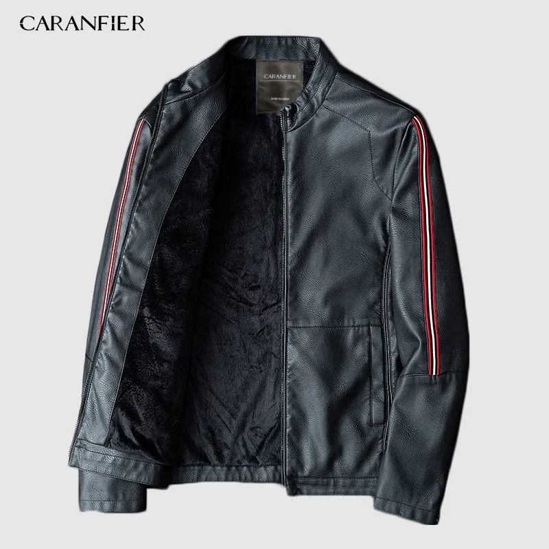 Бренд CARANFIER 2019 Осень-зима повседневная куртка из искусственной кожи на молнии