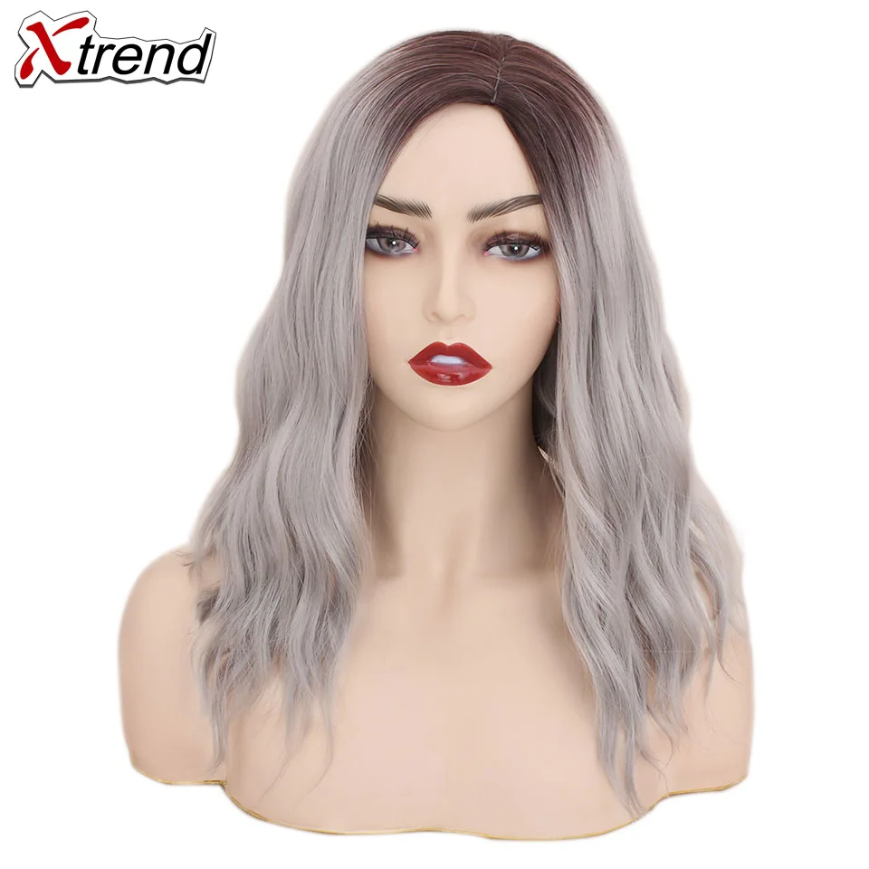 Xtrend синтетический короткий волнистый парик для женщин Серый Синий Розовый