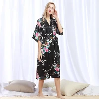 sexy v neck print kimono mujer verano plus size robes for women long half sleeve house robe mother of the bride gown knee length