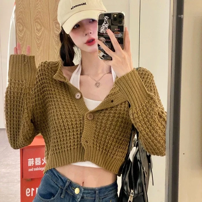 

2021 Autumn Winte Sweater Women Tops Knitted Pullover Korean Style Cardigan Soft Warm Pull Thick Outwear