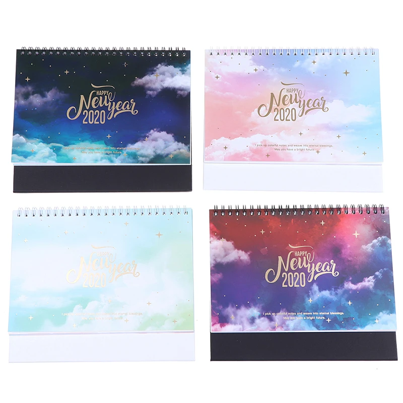 2020 Dreamy Colorful Desktop Standing Coil Paper Calendar Memo Daily Schedule Table Planner Yearly Agenda Organizer | Канцтовары для