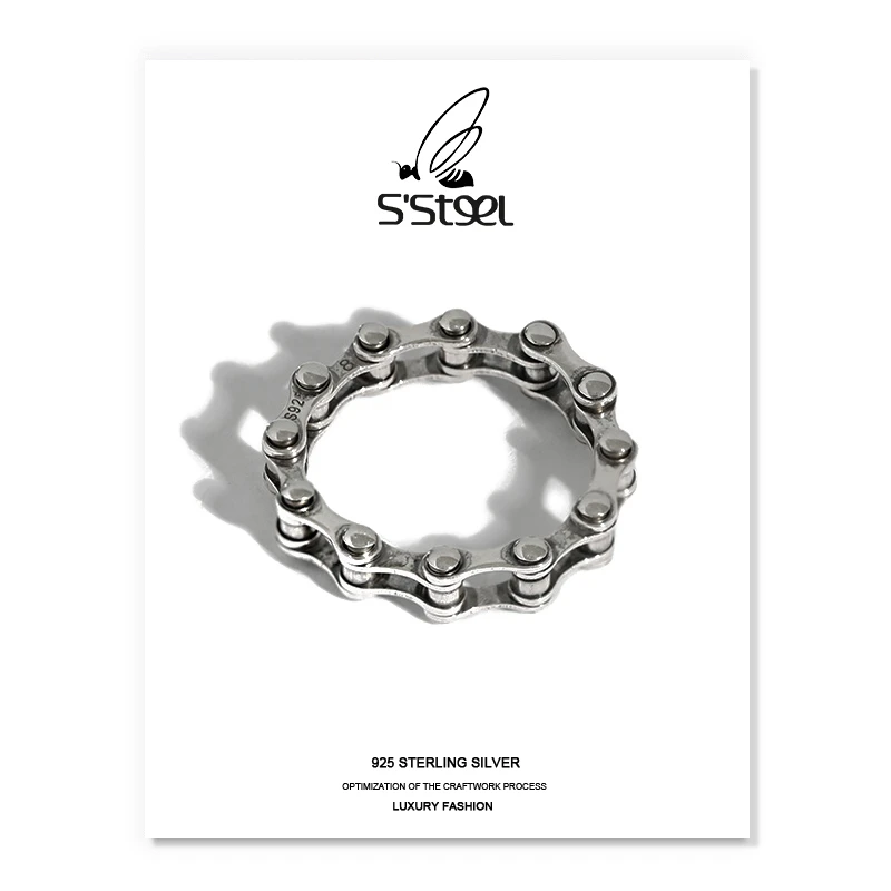 

S'STEEL Vintage Ring Sterling Silver 925 For Women Korean Bicycle Chain Personalized Rings Anillo Plata 925 Mujer Fine Jewellery
