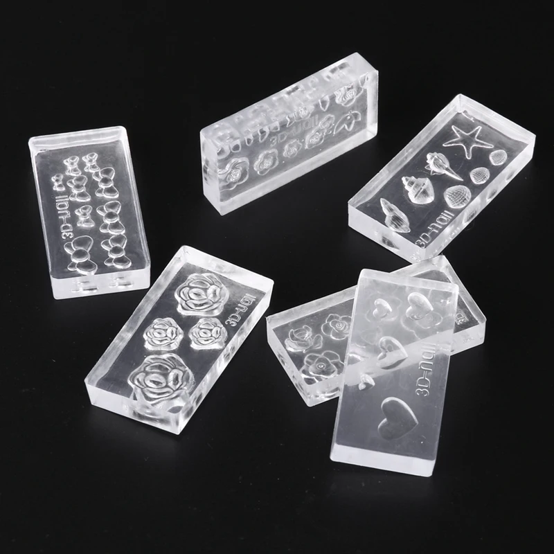 6Pcs 3D Mold For Nail Art Decorations Diy Design Silicone Templates Pattern Manicure Beauty Nails | Красота и здоровье