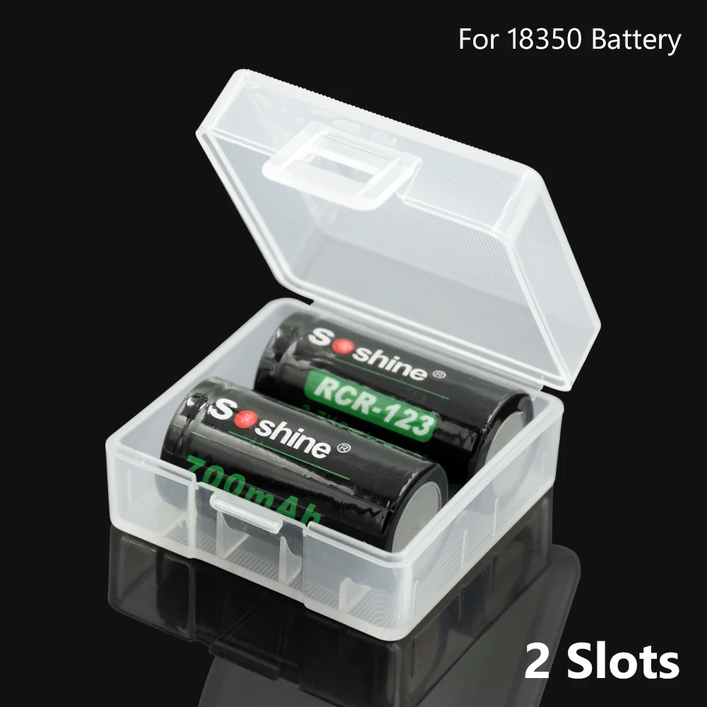 2*18350 Battery Holder Case 18350 Batteries White Plastic Storage Box 2 Slot Rechargeable Shell |