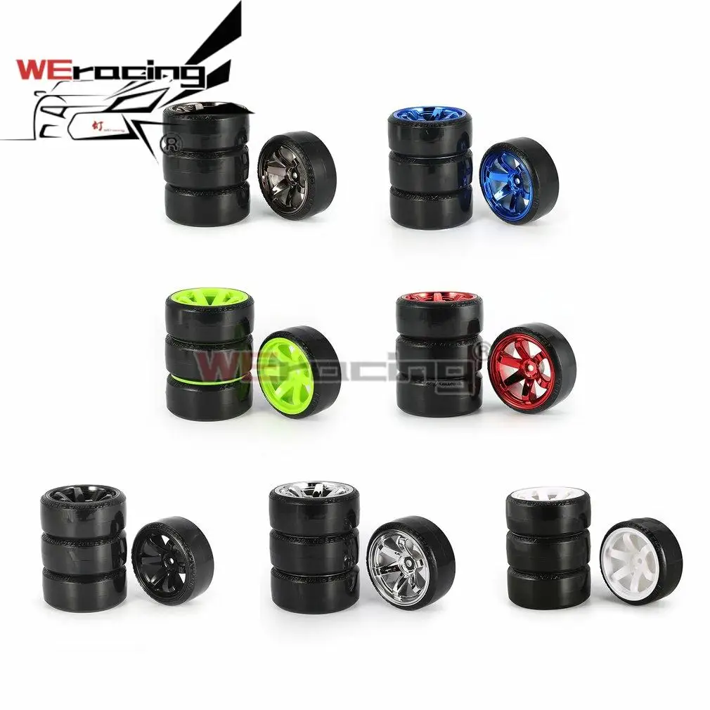 

4Pcs RC Drifting Car Tire Set Hard Plastic Hard Tyre Set for Traxxas HSP Tamiya HPI On-road Vehicle Drifting RC Car Toys