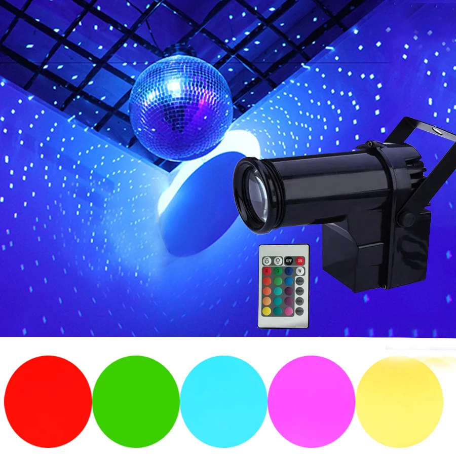 

Thrisdar Remote Control 10W RGB LED Beam Pinspot Stage Light Party Wedding Track Spotlight KTV Bar Disco Show Mirror Ball Light