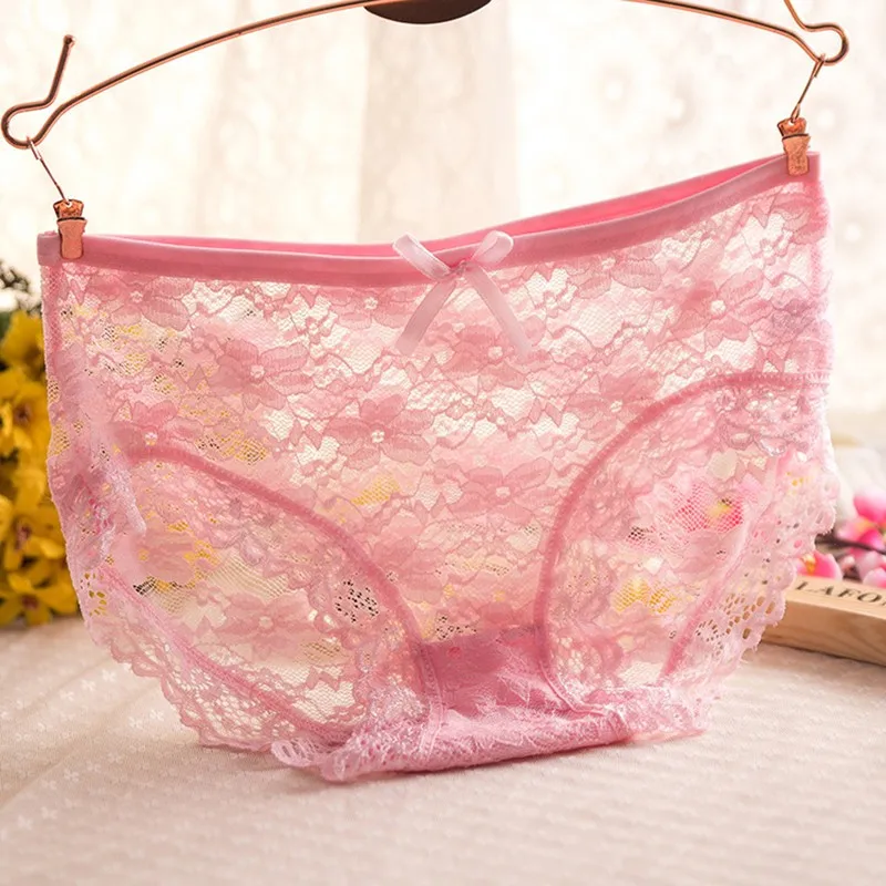 

Women Mid-Rise Lace Panties Seamless Solid Color Padded Trendy Panties Underwear Ladies Briefs