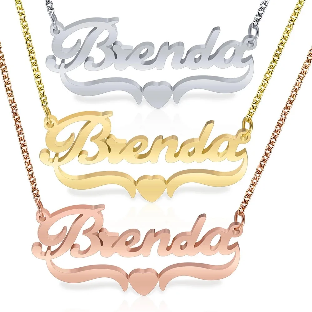 

Parasolleafs Personalized Custom Name Necklace Stainless Steel Heart-Shaped Clavicle Chain Girlfriend Holiday Birthday Gift