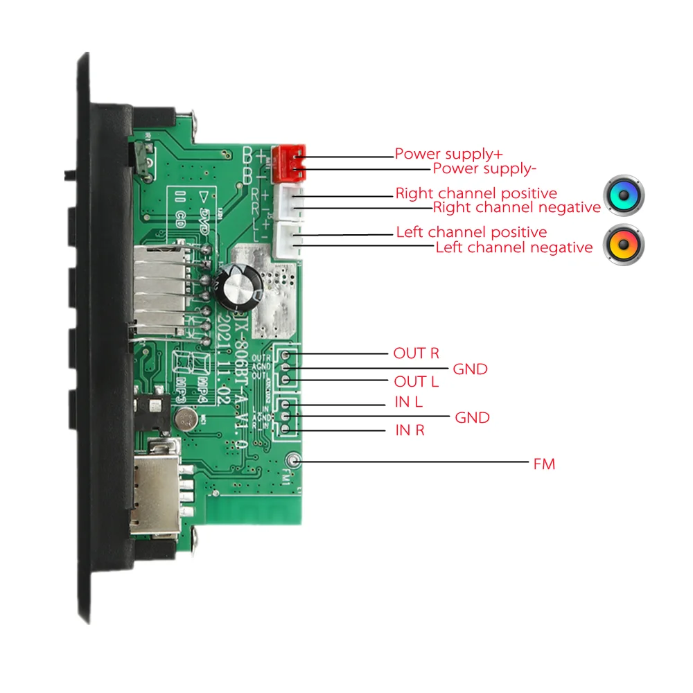 2*25 Вт усилитель bluetooth модуль 12 в 50 автомобильный FM-радио поддержка TF USB AUX динамик |