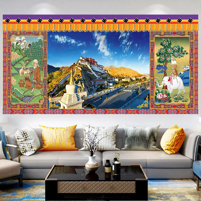 

blue sky wall hanging tapestry tibet potala palace wall carpet drop shipping wall sheet bedroom bedspread