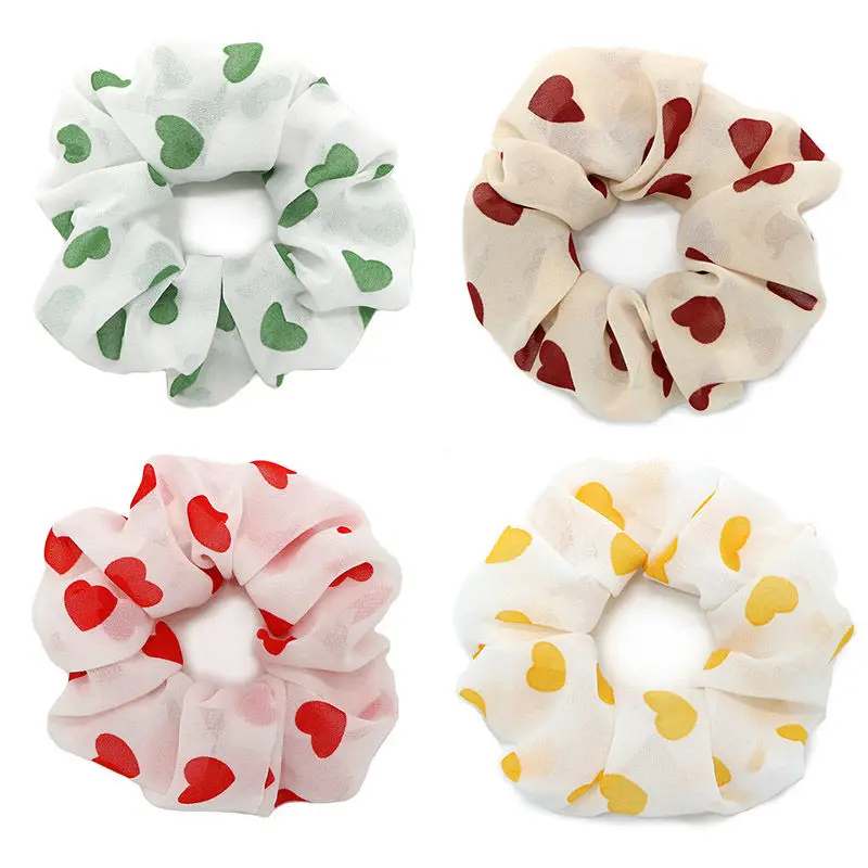 

Chiffon Hair Accessories Kids Love Heart Girl Hairband 1pcs Hair Bands for Children Gift Elastic Band New Headband Baby Girls