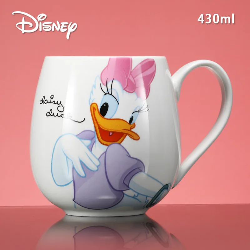 Disney-tazas de cerámica para niños, vaso bonito de Mickey Mouse, MInnie Mouse, café, leche, princesa Disney, regalo de 430ML
