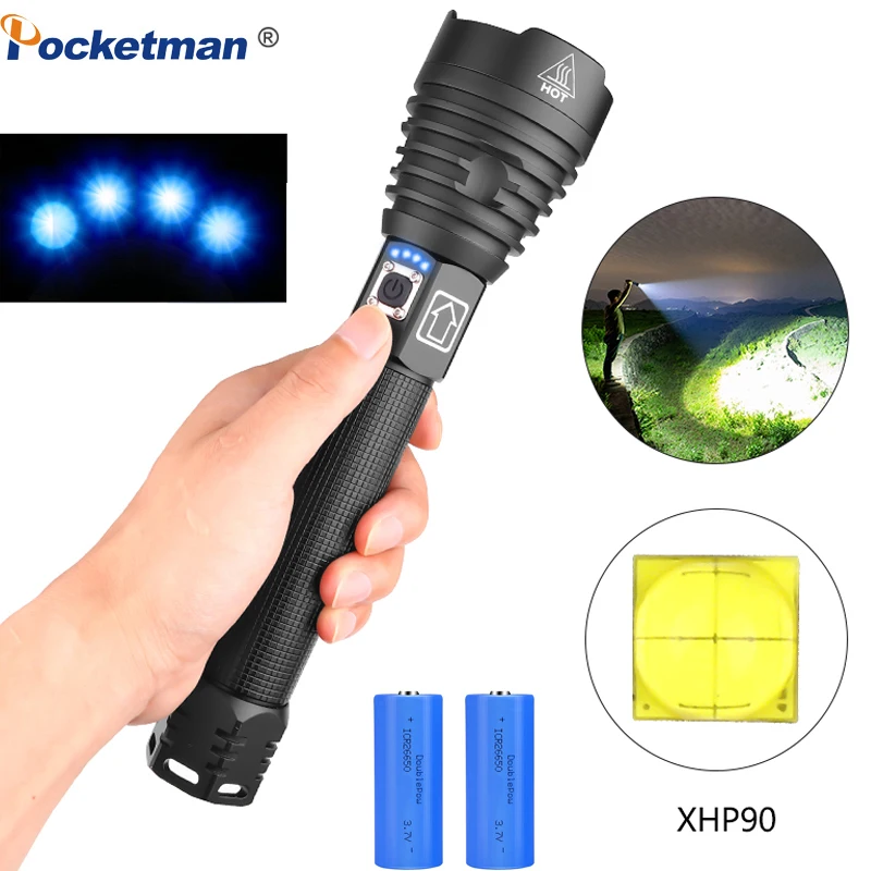 

NEW XHP90 Most Powerful LED Flashlight XLamp 18650 26650 Zoom Torch XHP70.2 USB Rechargeable Tactical Light Camping Hunting Lamp