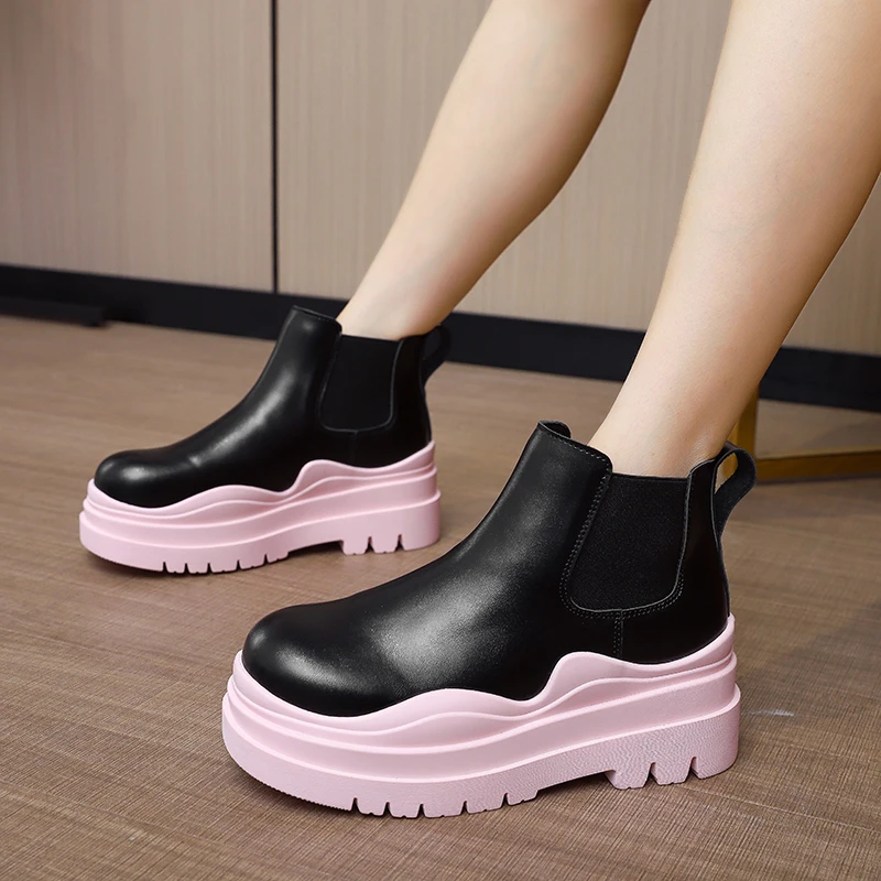 

2021 Spring Autumn New Sponge Cake Thick-soled Avocado Short Boots Women's Boots Single Boots Ins Trend Platform Boots