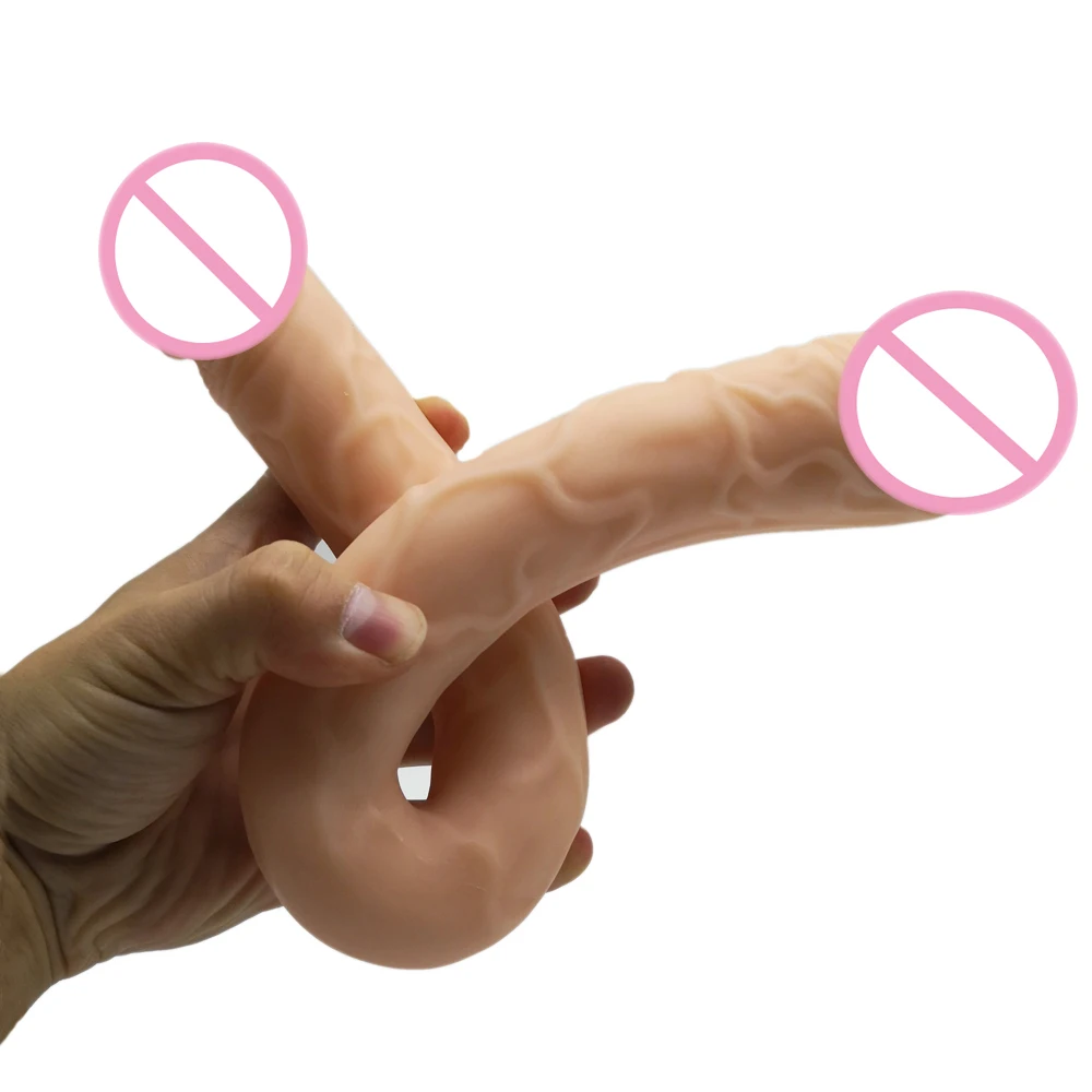 46 см Длинные двойной головкой пениса U форма фаллоимитатор Огромный дилдо секс