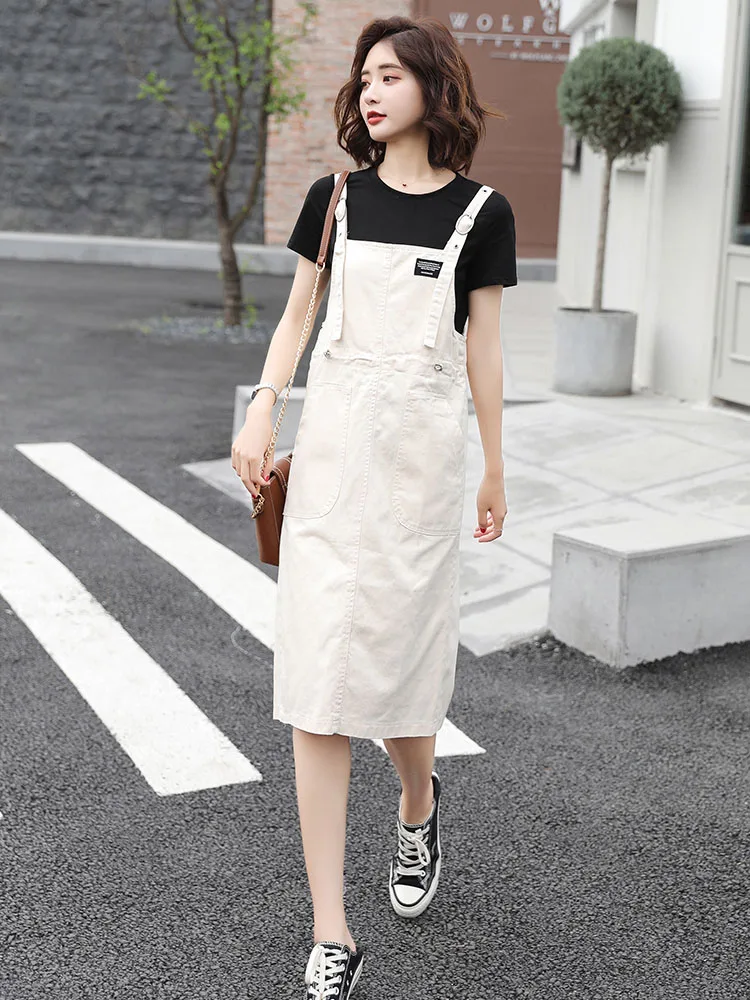 

Summer Blue Korean Style Denim Split Jumpsuit Skirt Casual Adjustable Lace-Up Strap Skirts Womens Clothing Dropshipping