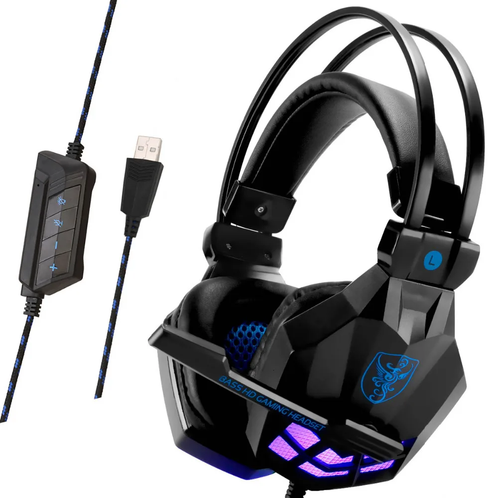 Soyto USB850 стерео игровая гарнитура 7 1 Virtual Surround Bass игровые наушники с микрофоном
