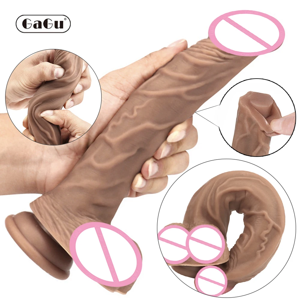 GaGu супер мягкий жидкий силиконовый реалистичный пенис с присоской для женщин