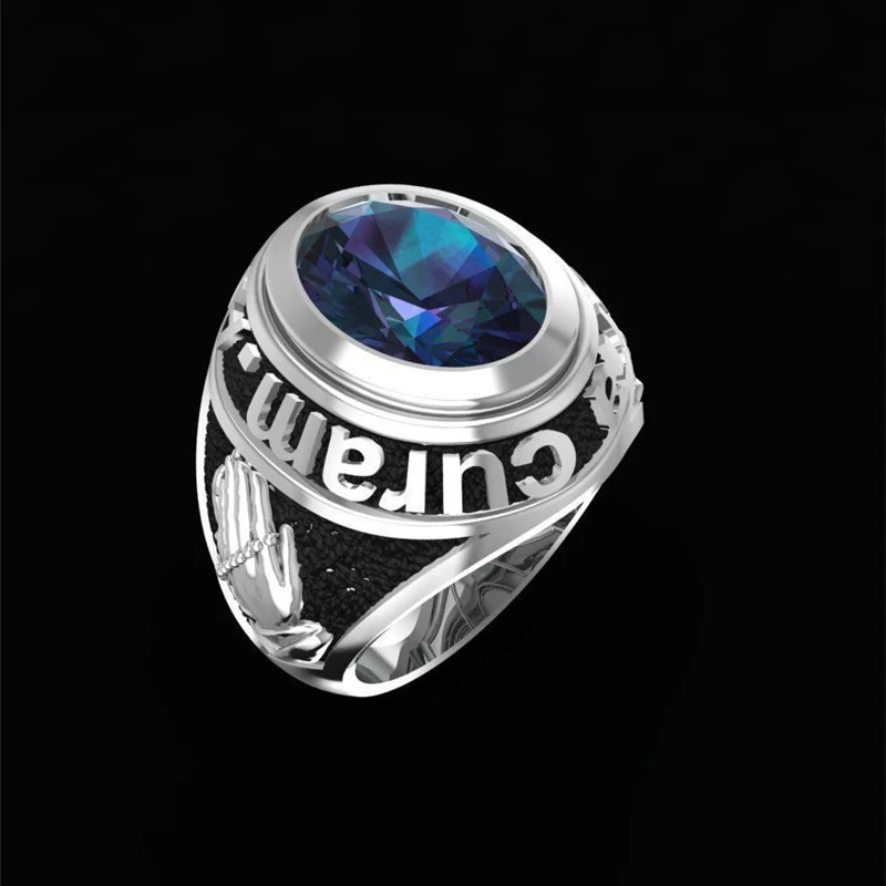 Большое овальное красное зеленое синее циркониевое молитвенное кольцо для