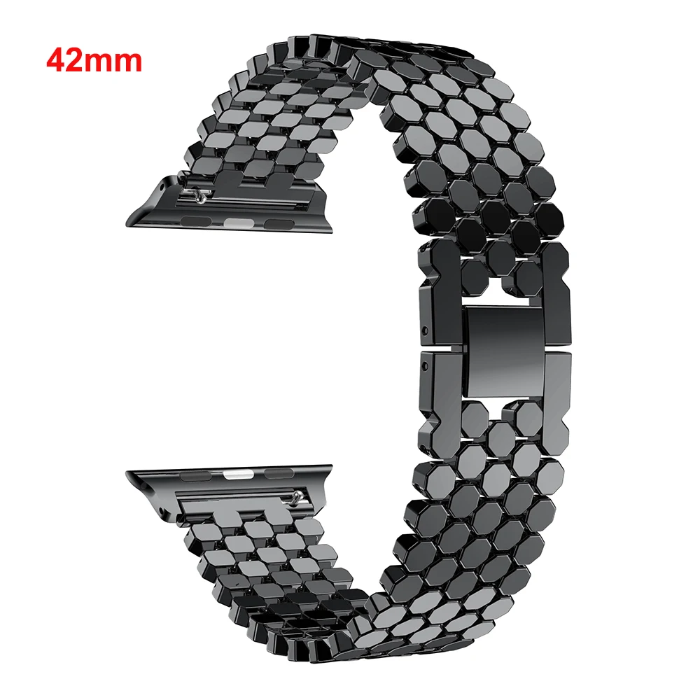 Ремешок для Apple Watch Band 38 мм 42 мм ремешок из нержавеющей стали сменные полосы для iWatch Series 1 2 3 4 браслет металлические звенья - Цвет: Black 42mm